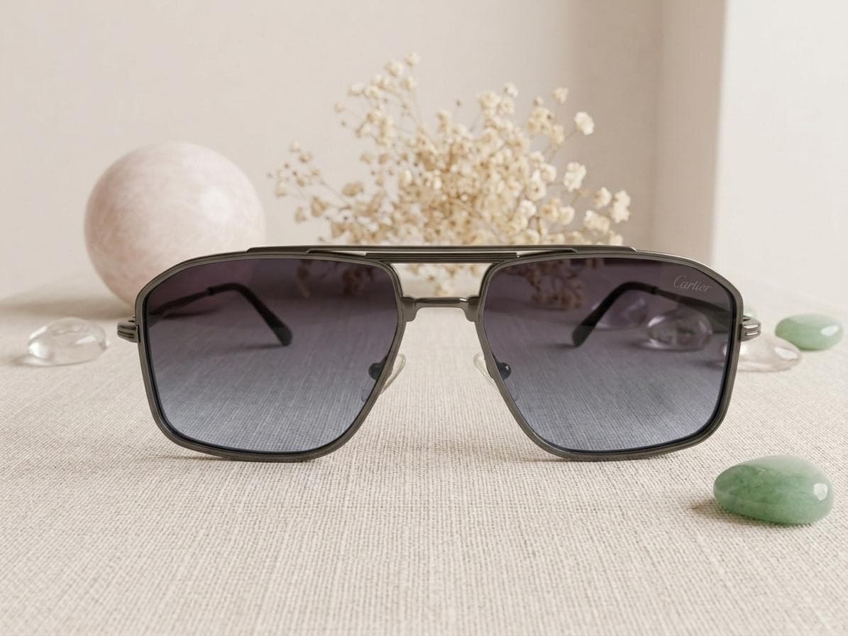 Cartier Gunmetal with Grey Gradient Lenses Square Navigator Sunglasses in Pakistan