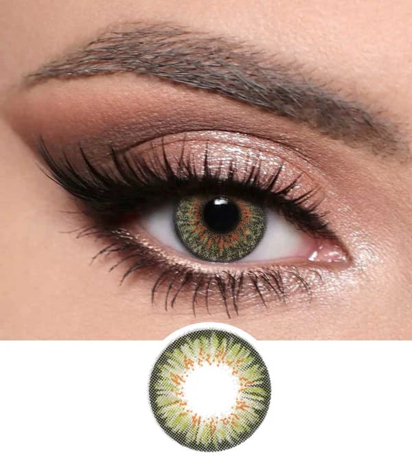 Optiano Spark Green Radiant Colored Lenses | 6-Month Wear | Made in Korea | 14.5mm High-Shine Emerald Contacts
