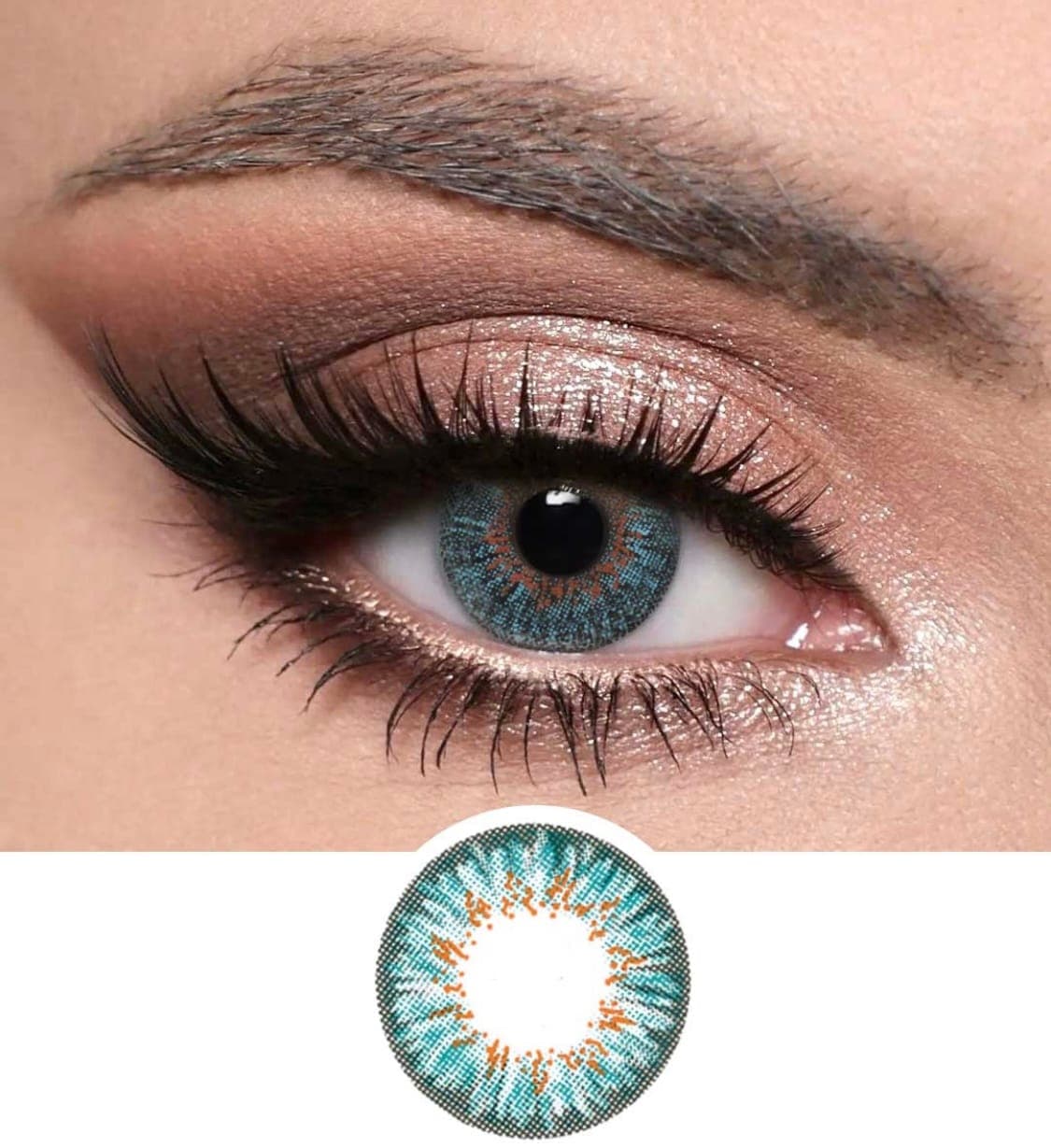 Optiano Spark Turquoise Radiant Lenses | 6-Month Wear | Made in Korea | High-Shine Blue-Green Contacts