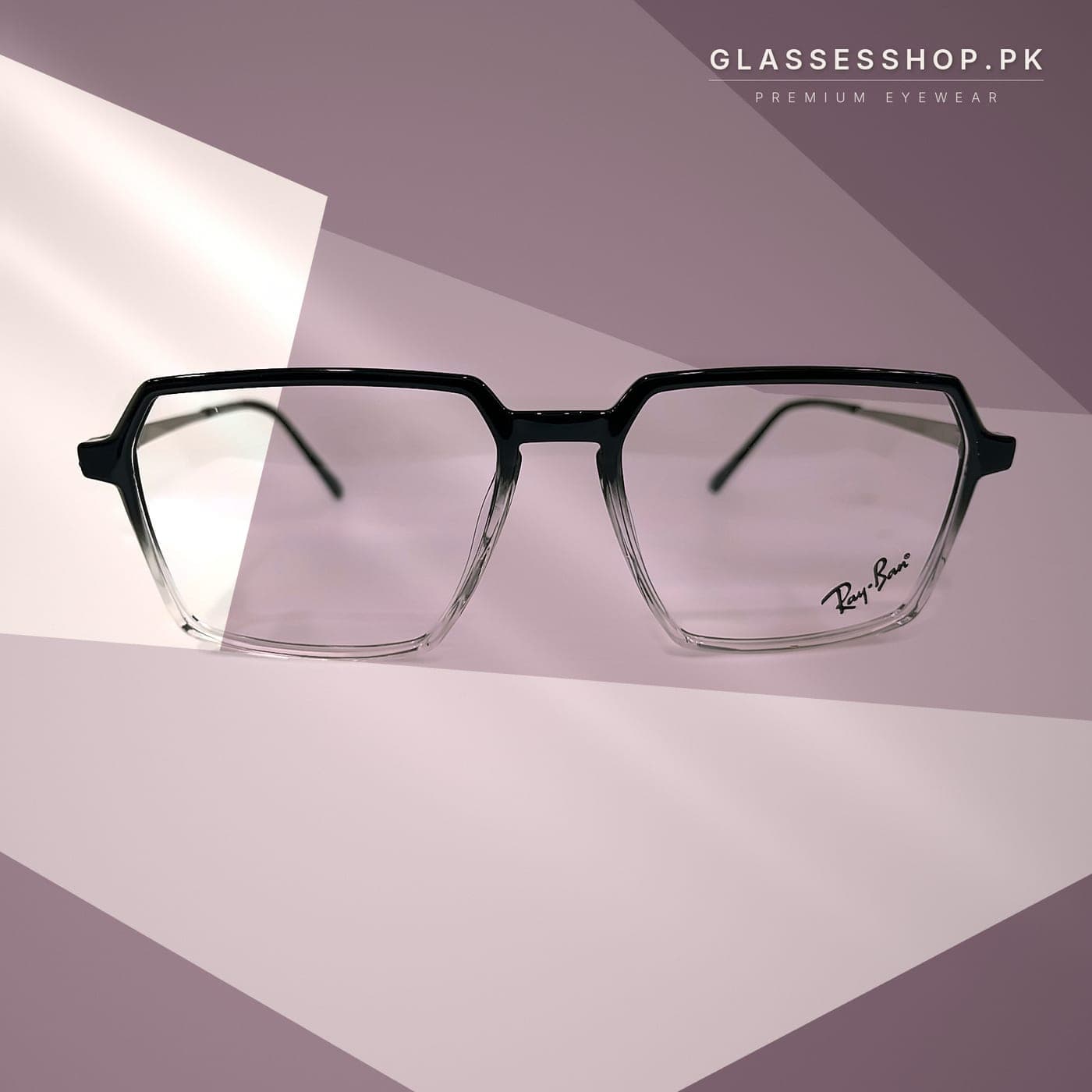 Ray-Ban Black and Clear Gradient Geometric Eyeglasses in Pakistan