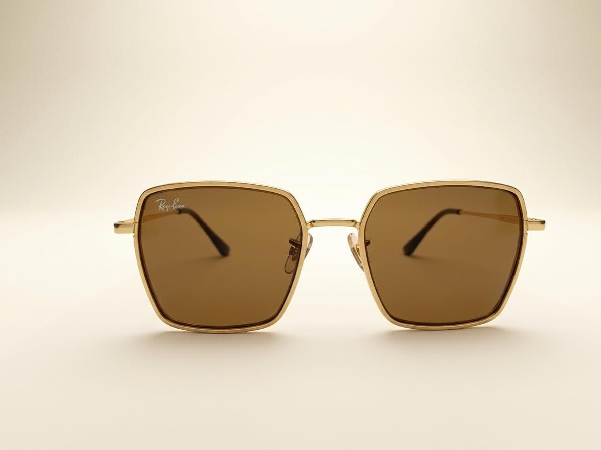 Ray-Ban Gold with Brown Lenses Oversized Square Sunglasses in Pakistan
