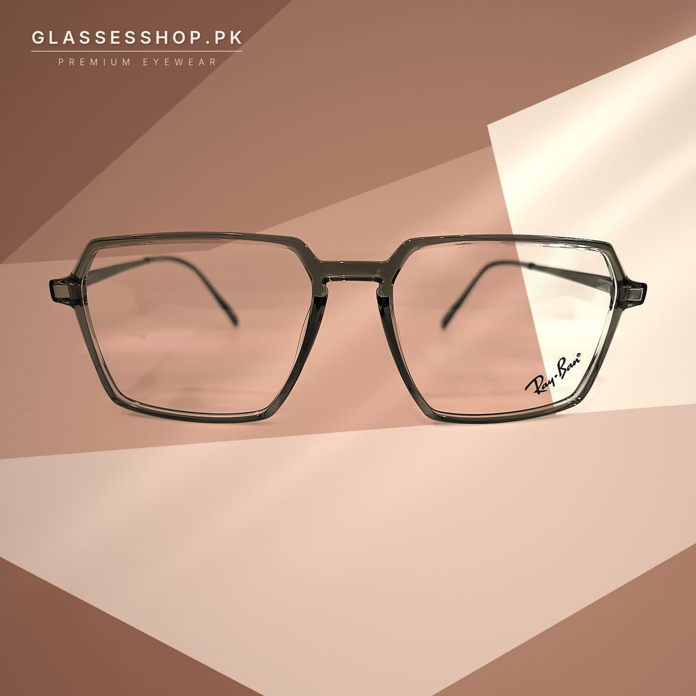 Ray-Ban Grey Transparent Hexagonal Eyeglasses in Pakistan